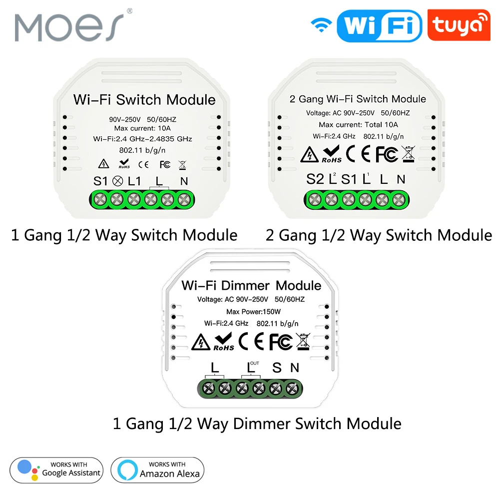 

DIY WiFi Smart 1/2 Way 2 Gang светильник релейный модуль диммер выключатель беспроводной пульт дистанционного управления работа с Alexa Google Home