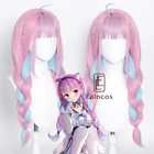 VTuber Hololive Minato Aqua косплей парик смешанные синие Розовые косы для женщин 70 см длинные плетеные парики термостойкие синтетические волосы
