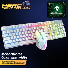 104 keys Rainbow Backlight USB Ergonomic Gaming Keyboard And Mouse Set For Laptop Teclado y mouse mecanicos with mat
