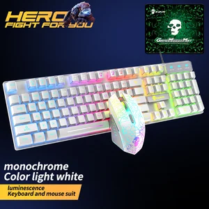 104 keys rainbow backlight usb ergonomic gaming keyboard and mouse set for laptop teclado y mouse mecanicos with mat free global shipping