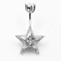 925 sterling silver belly piercing ring star cubic zirconia clear belly button ring for women body jewelry