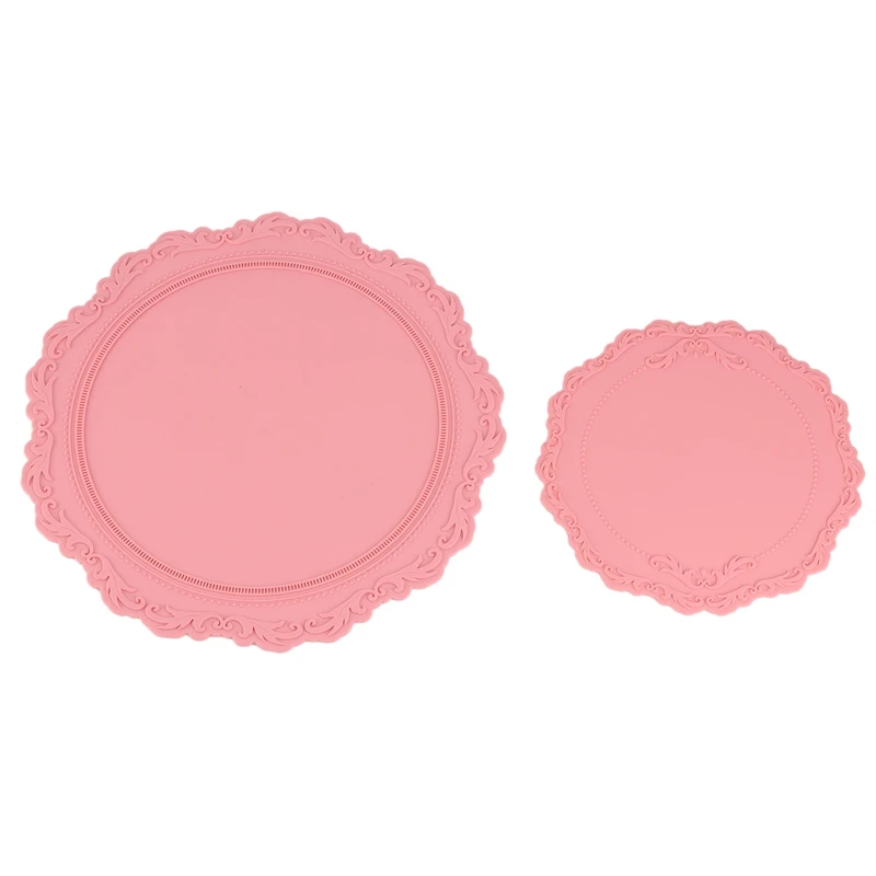 

Practical 2Pcs/Set 23Cm 34Cm Silicone Flower Placemat Oil Resistant Heat Insulation Non-Slip Tablemat Kitchen Washable Cup Pad