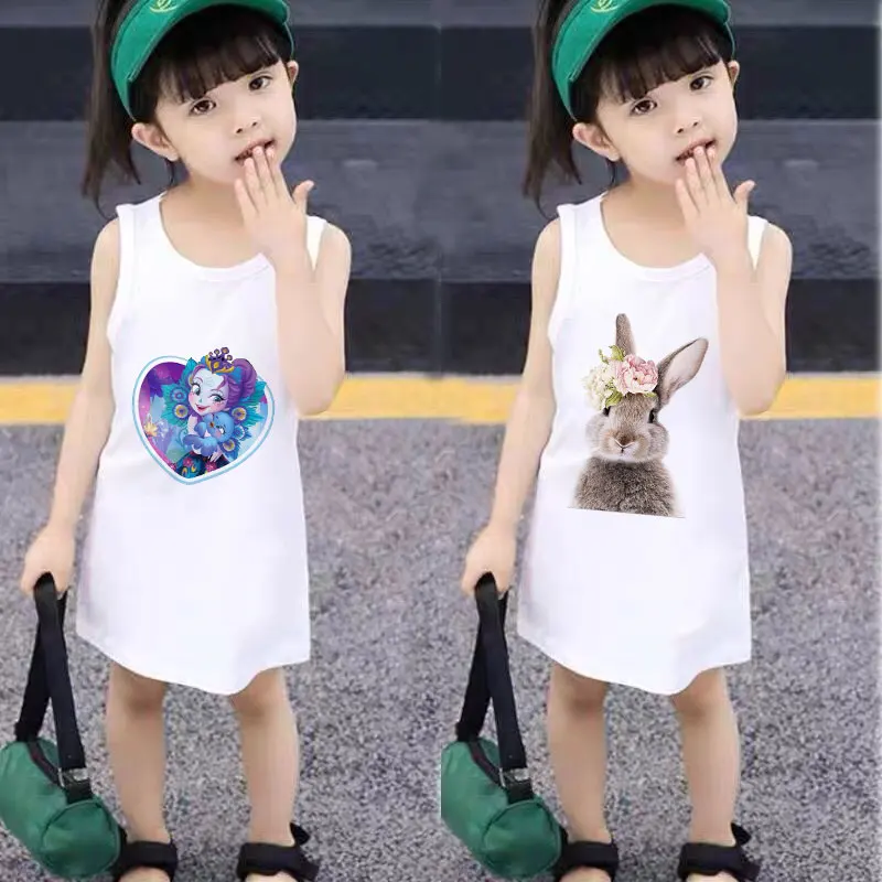 

New Kids Baby Summer Dress Party Dress For Girls Kids Enchantimals Kawaii Cartoon Beach Clothes Children Sleeveless Girl Dresses