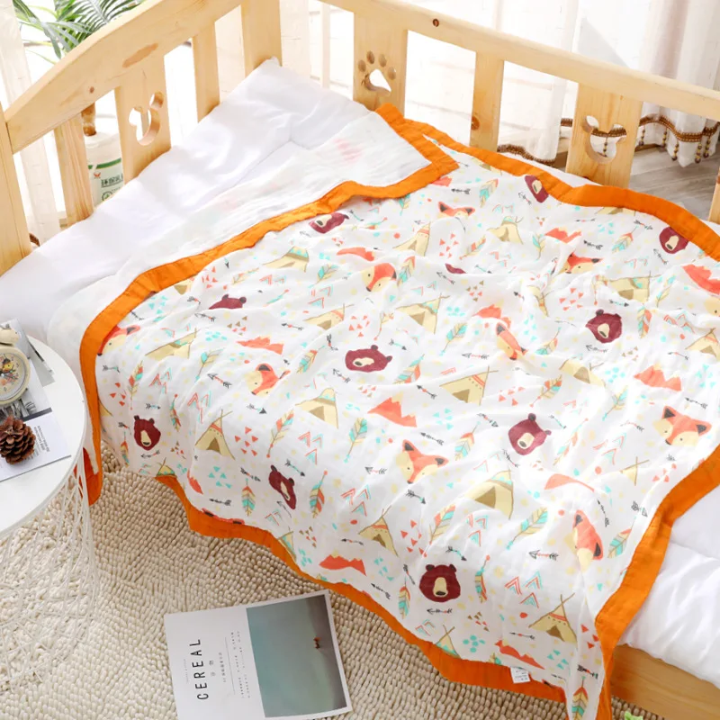 Muslin Swaddle Baby Blankets Swaddling 100% Cotton Wrap for Newborn Babies 6 Layer Bath Towel Blanket Bedding | Одеяла и пеленки