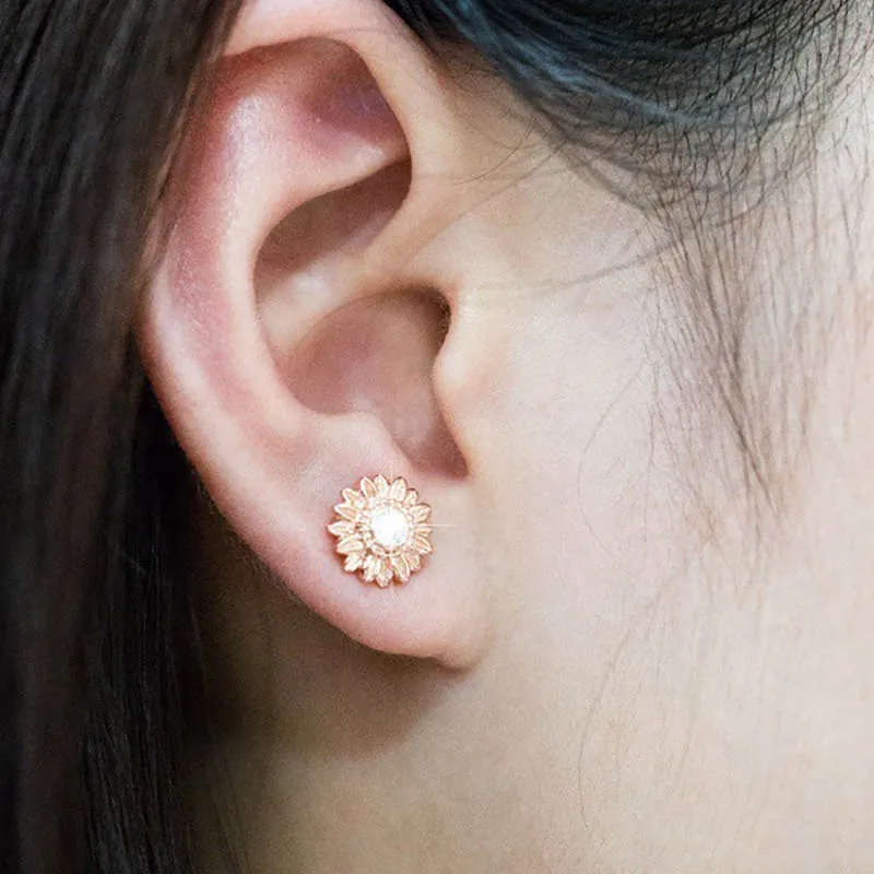 Bague Ringen, 3 цвета, на выбор, серьги-гвоздики, нежный цветок, серьги для женщин, Подсолнух, серебро, 925, ювелирное изделие с кристаллами, для свадьбы