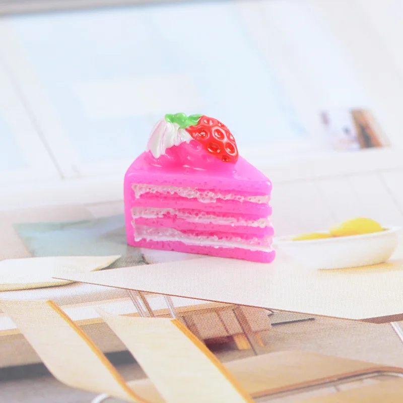 10 шт./лот искусственная клубника пирожное из смолы с плоской задней поверхностью