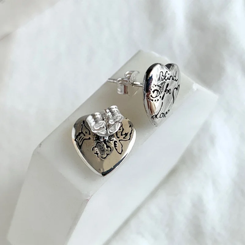 

925 silver earrings classic GG retro old craftsmanship love fearless fashion earrings gift box