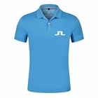 Мужская хлопковая футболка J.LINDEBERG, однотонная дышащая тонкая футболка с отложным воротником и пуговицами, весна-лето 2021