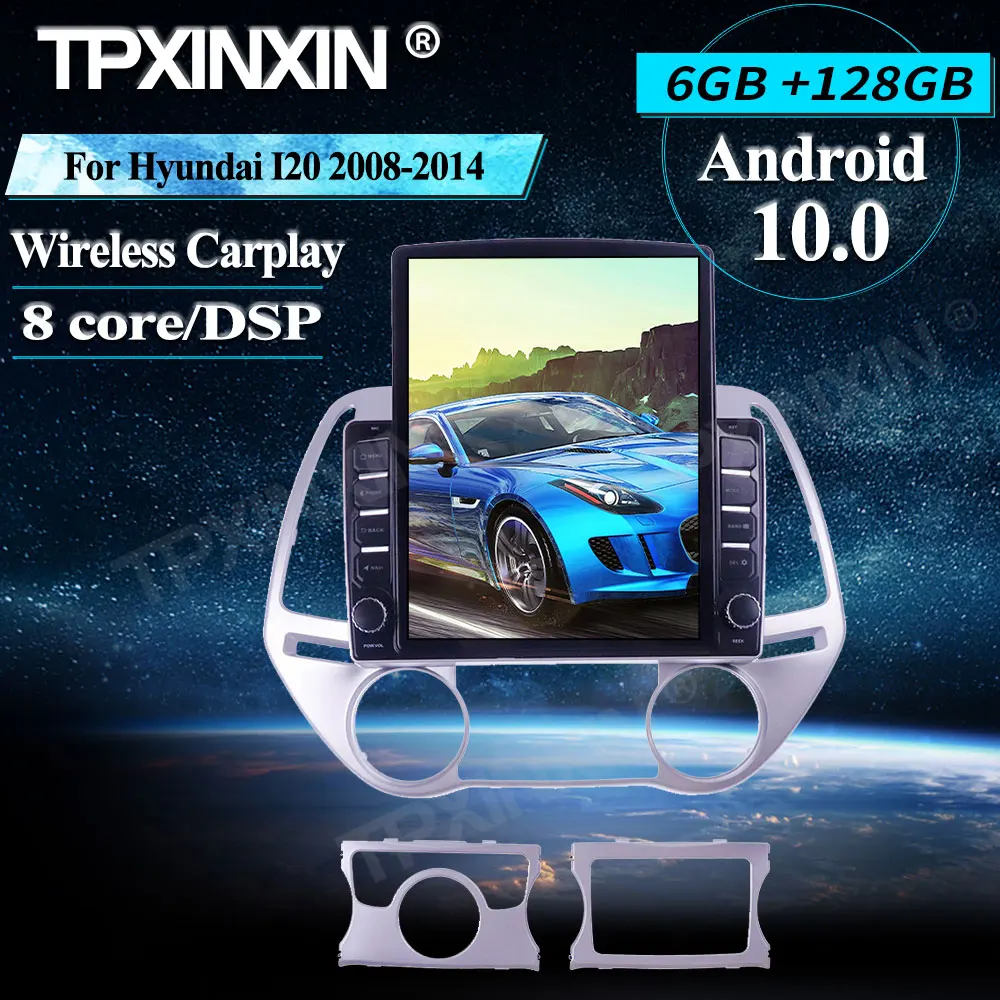 구매 차량용 멀티미디어 플레이어 헤드유닛 오디오 라디오 내비게이션 무선 카플레이, 현대 I20 2008-2014 테슬라 스크린 6 + 128G