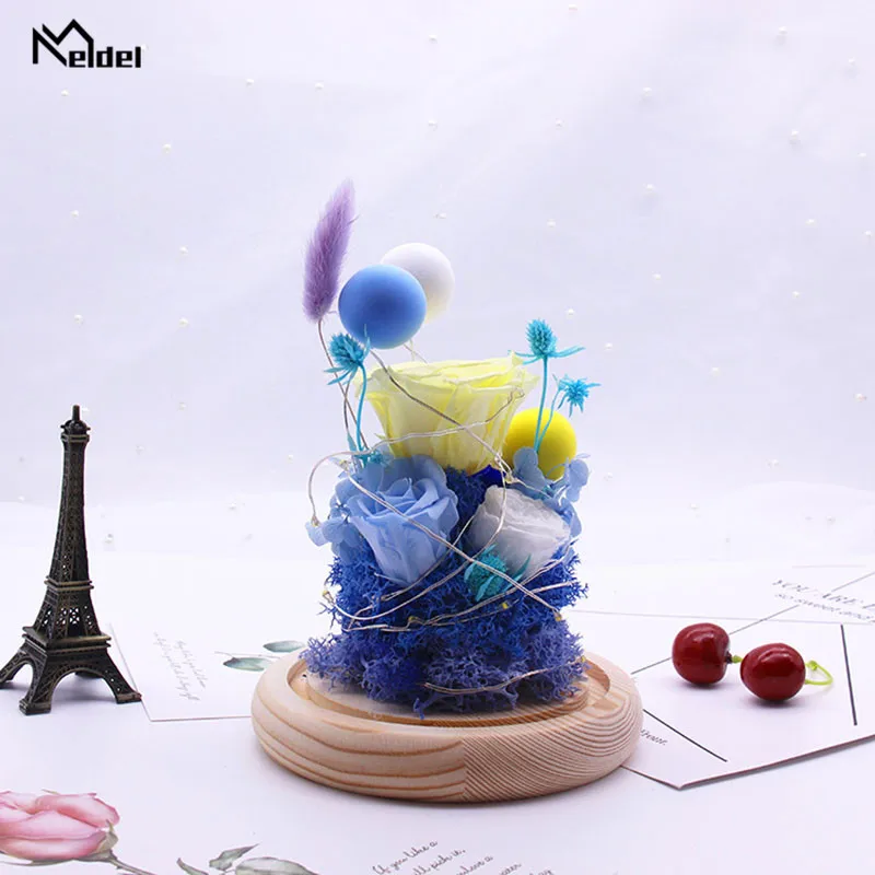 Бессмертный мох Роза в колбе консервированные розы цветы стеклянном куполе