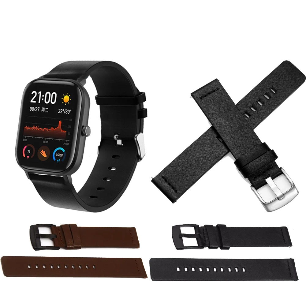 Сменные аксессуары ремешок для умных часов POLAR IGNITE Amazfit GTS кожаный браслет 22 мм 20