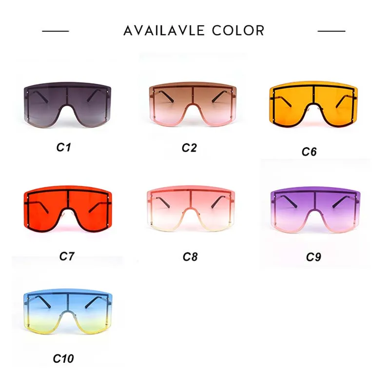 

Sunglasses Women 2019 Luxury Oversized Blue Yellow Gradient Red Rimless Metal Female Large Sun Glasses Shades