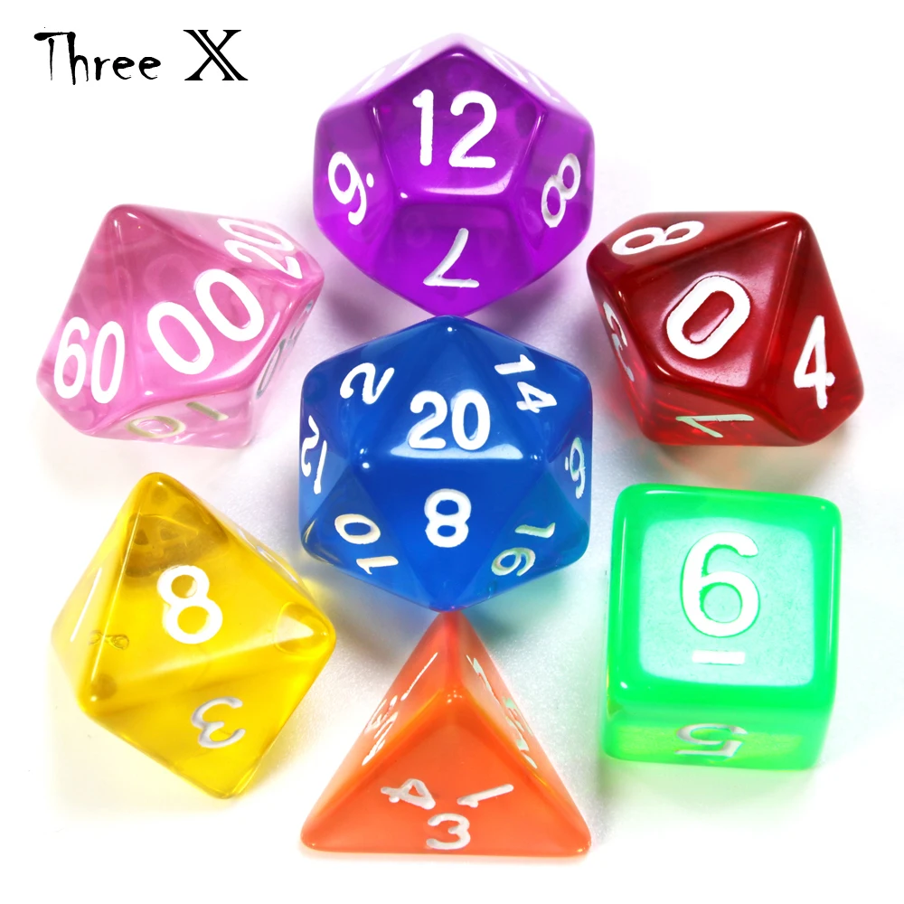 Желе эффект 7 шт зеленый цвет игра кости DnD D4 d6 d8 d10 d12 d20 переносные игральные