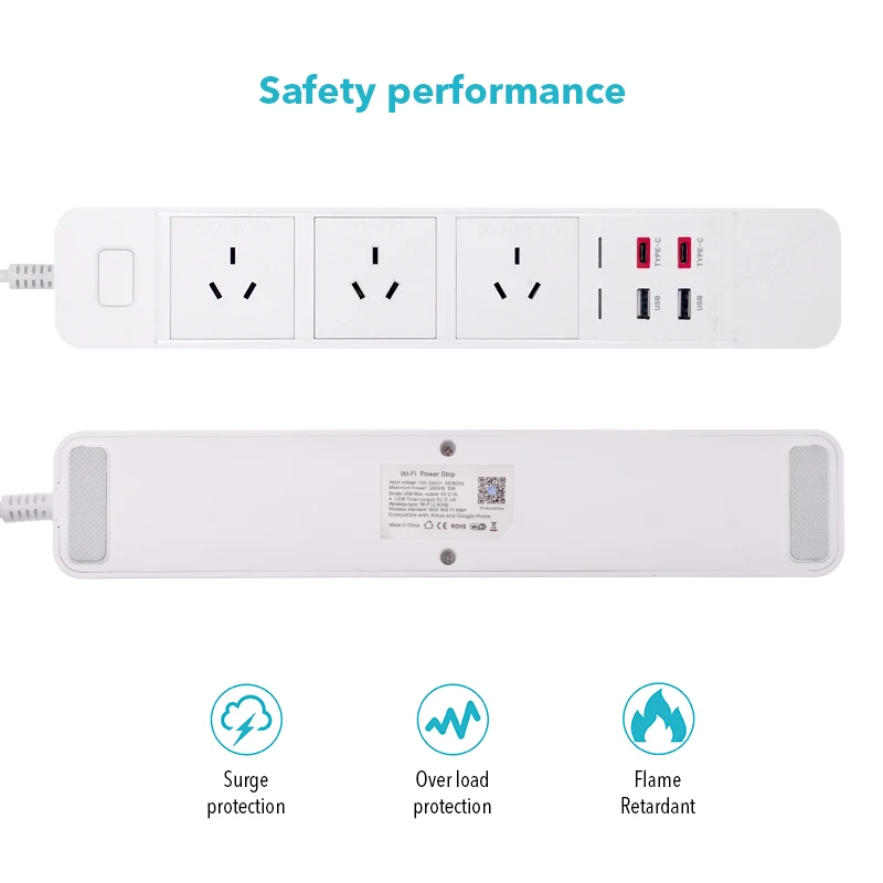 WiFi Smart power Strip внешний разветвитель розетки с usb type-c Защита от перенапряжения «Умная» вилка пульт дистанционного управления для Alexa Google Home