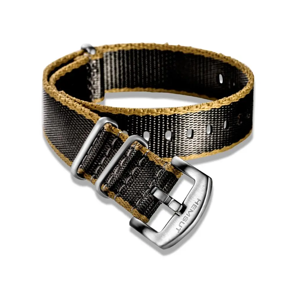 

Nato Watch Band Nylon kHAQI Grey One piece Replace Seatbelt Watch Straps For Men or Women Watch 18mm 20mm 22mm 24mm