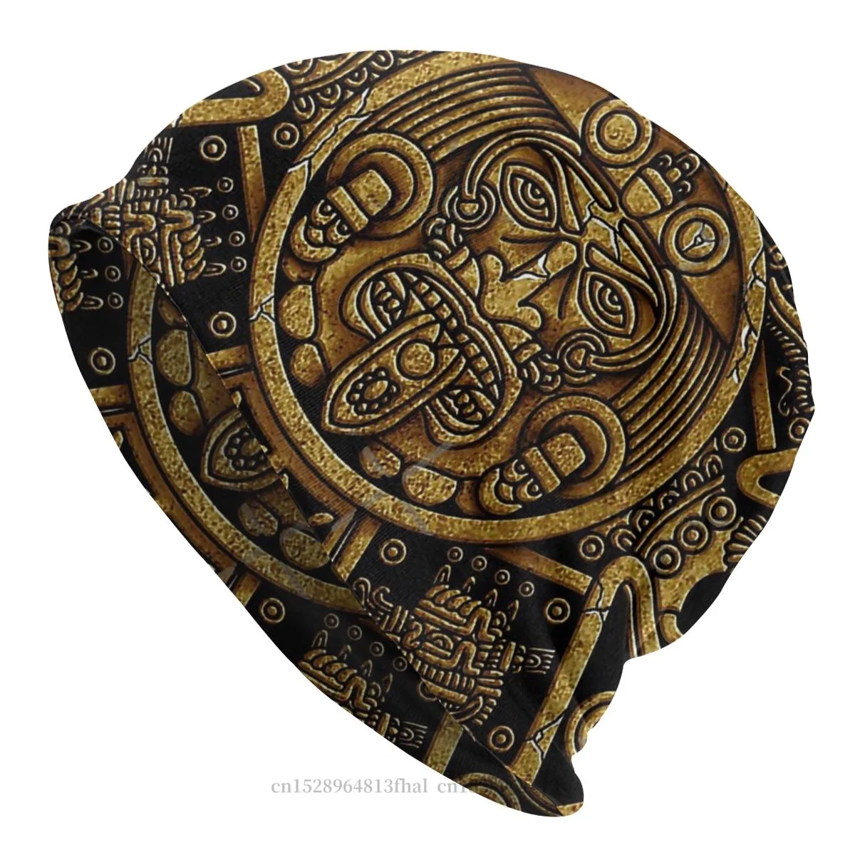 

Mayan Aztec Calendar Outdoor Beanie Hats Gold Skullies Beanies Hat Bonnet Hipster Caps Men Women's Earmuffs