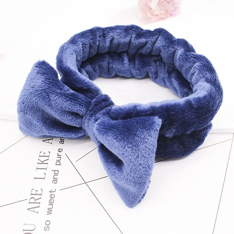 

Coral Fleece Makeup Bows Headband For Women Washing Face Lady Bath Mask Cosmetic Hairband Elastic Soft Turban Hair Accessories