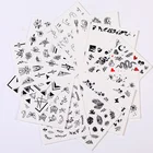 Набор наклеек для ногтей LEMOOC, Переводные водные переводки с черными цветами, красочные наклейки для ногтевого дизайна, кружевные наклейки с бабочкой, ловцом снов, наклейки для ногтей