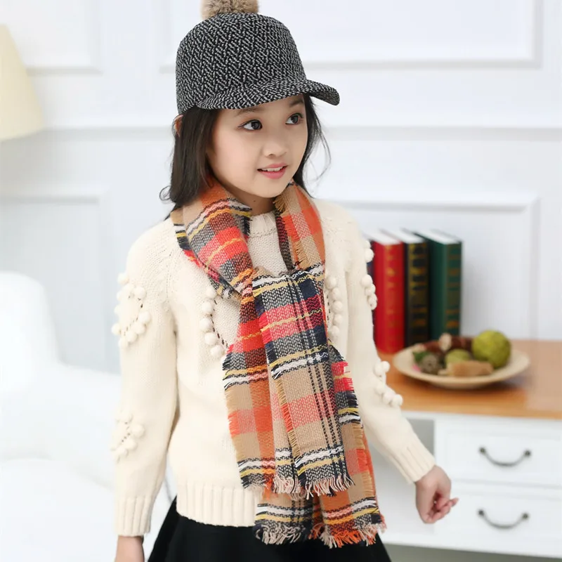 Брендовый шарф одеяло зимний клетчатый кашемировый детский шарфы пончо и