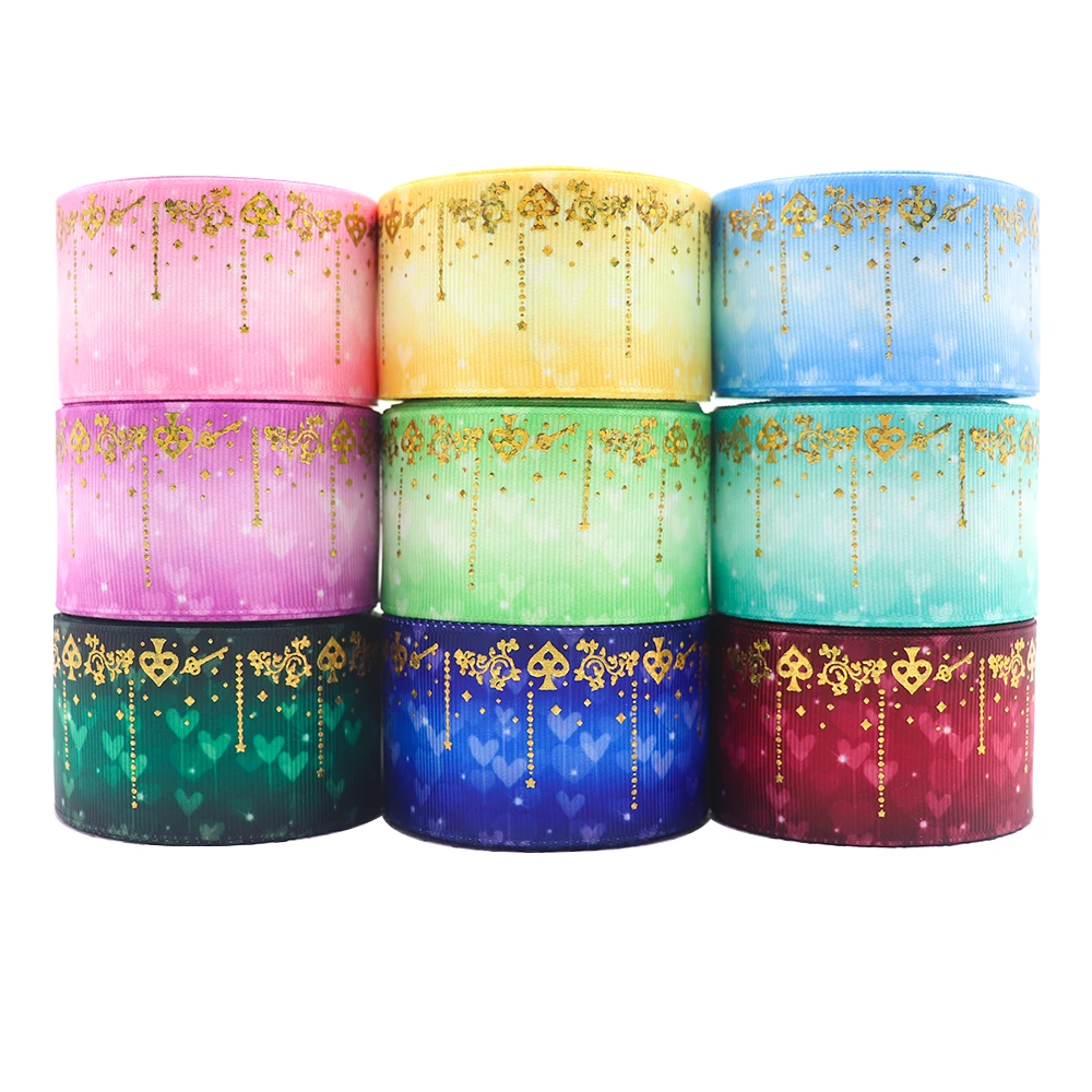 

10 ярдов, 1,5 дюйма, 38 мм, бронзовая лента с принтом, крупнозернистая лента для волос, аксессуары для рукоделия «сделай сам», Y2021081201