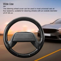 tioodre 38cm diameter car steering wheel cover fiber leather with soft anti slip black diy braid needles thread car accessories