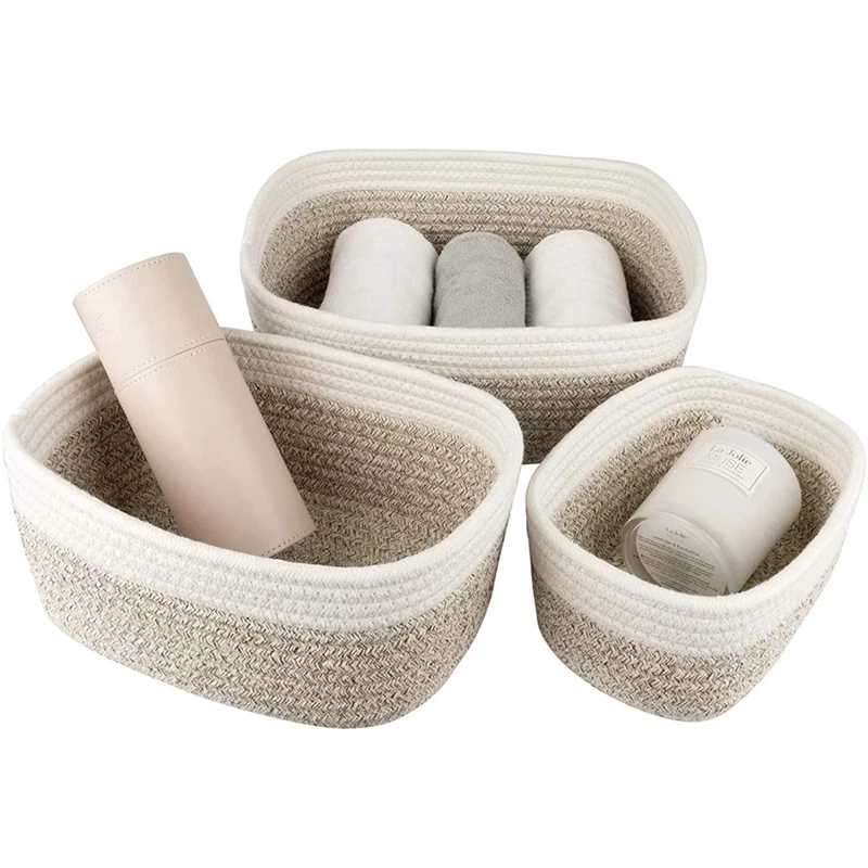 

Storage Basket Cotton Rope Basket Woven Basket Multipurpose Organizer Bins for Sundries