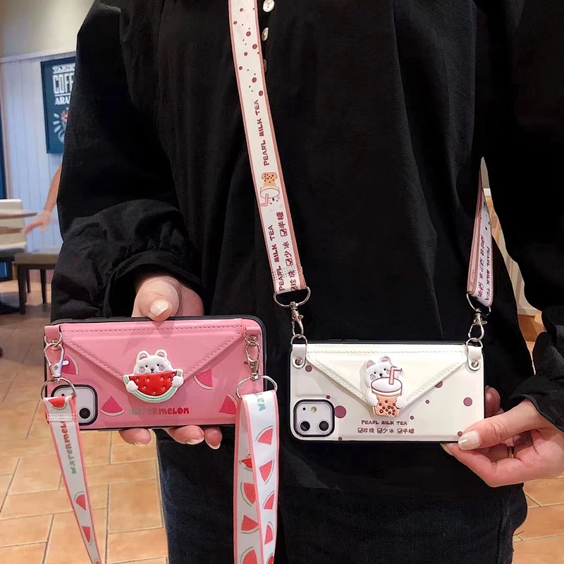 Модный мультяшный чехол-кошелек через плечо для телефона iPhone 11Pro MAX SE XR 7 8 6 Plus