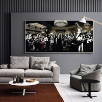 black and white figure canvas painting retro music singer star gathering posters prints pictures for living room bar wall decor