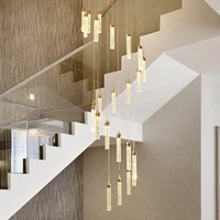 led modern living room pendant lamps crystals luminaire stairway lighting long crystal spiral hanging lamp home decor lights