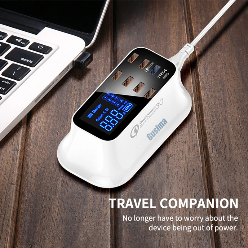 Мульти Порты и разъёмы USB Зарядное устройство концентратор Quick Charge 3 0 8 Настольный