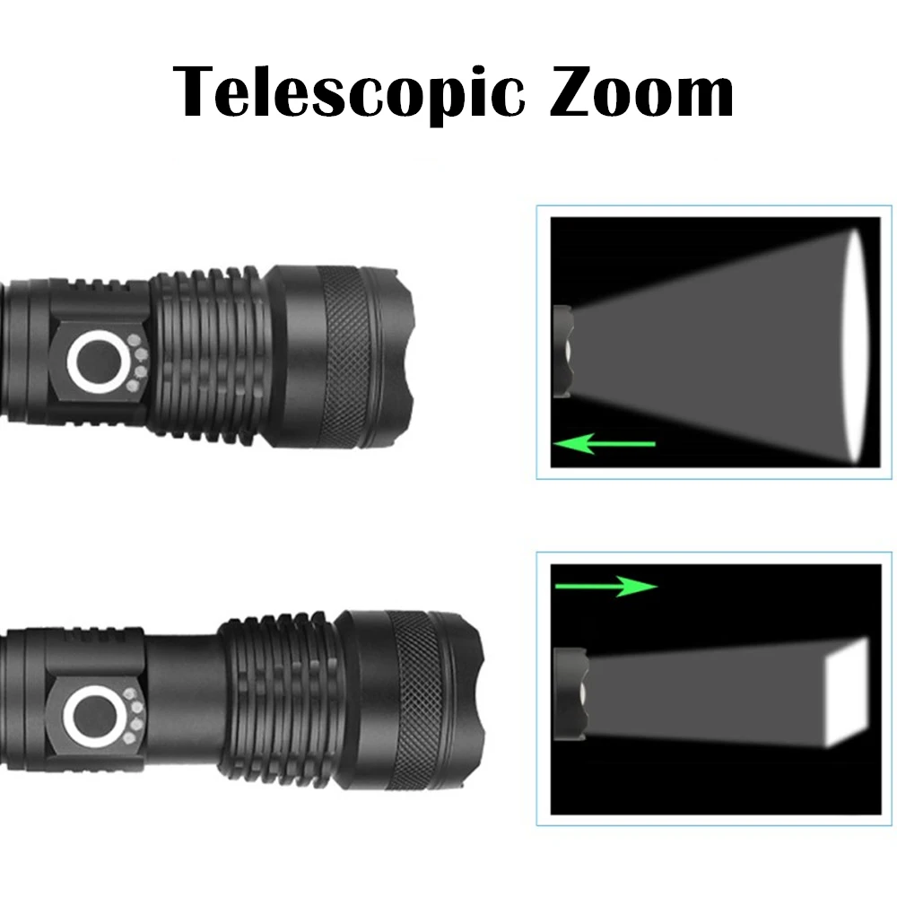 XHP90 светодиодный фонарик XHP70.2 XHP50 USB Перезаряжаемый мощный фонарь с зумом, водонепроницаемый фонарь для охоты, кемпинга, использования 18650 26650 Batt