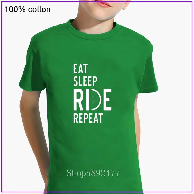Eat Sleep Ride Repeat/забавная белая детская футболка в байкерском стиле из 100% хлопка