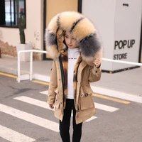girl winter jacket 2021 new children girls down coat cotton parka imitation fox fur removable hoodie warm jackets