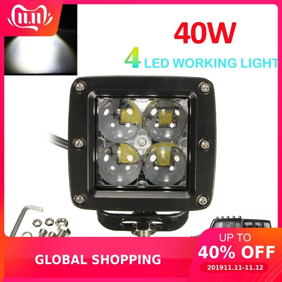 40 Вт 12 В/24 В 4000лм квадратный светодиодный точечный рабочий светильник для