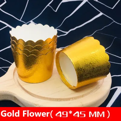 50pcs Алюминиевая фольга, бумажные стаканчики для кексов, красная роза, поддон для кексов, поднос для выпечки, свадебные кассеты, обертка для кексов, инструменты для торта - Цвет: 50pcs