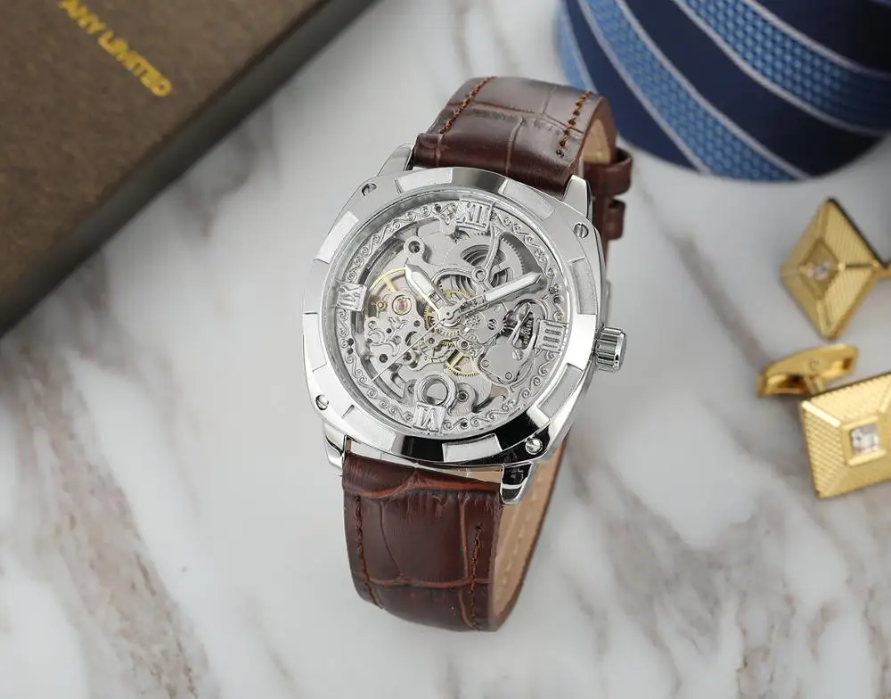 Forsining Sport Watches Black Silver Open Work Clock Male Luminous Waterproof Mens Automatic Wrist Top Brand Luxury | Наручные часы