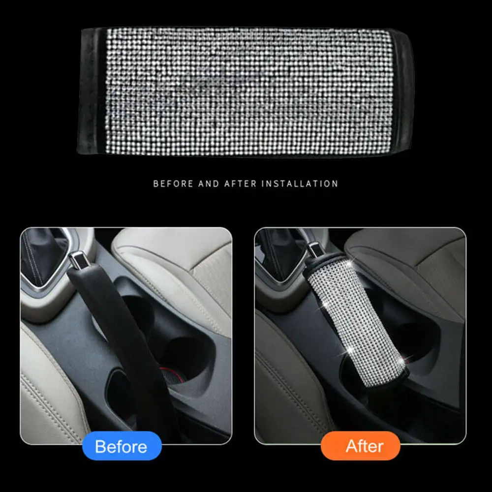 

Bling Car Handbrake Cover Gear Shift Crystal Rhinestones Shiny Knob Accessories