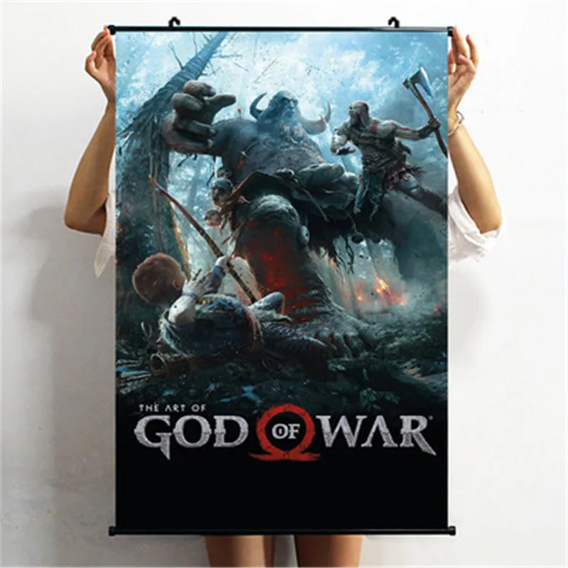 God of War Kratos плакат декоративной живописи ткань прокрутки живопись спальня настенные вешалки фигурка модель X2307