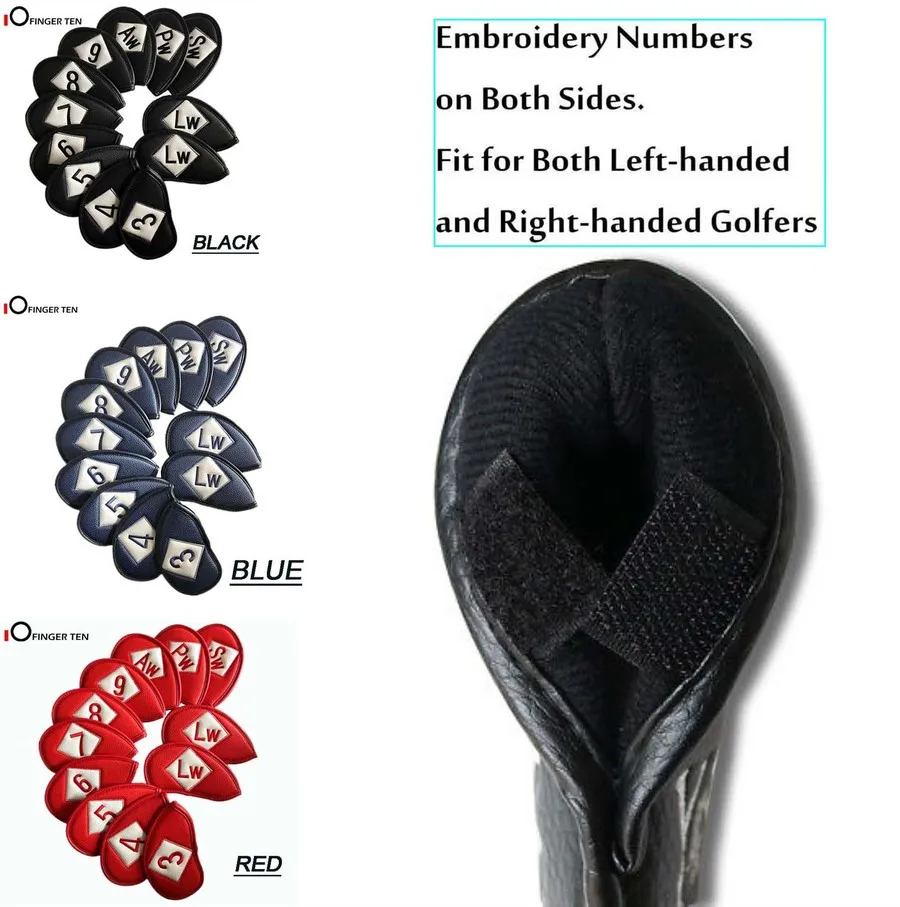 10/11/12 шт. Двусторонняя Универсальная кожаная Гольф клуб головные уборы Утюги Fit