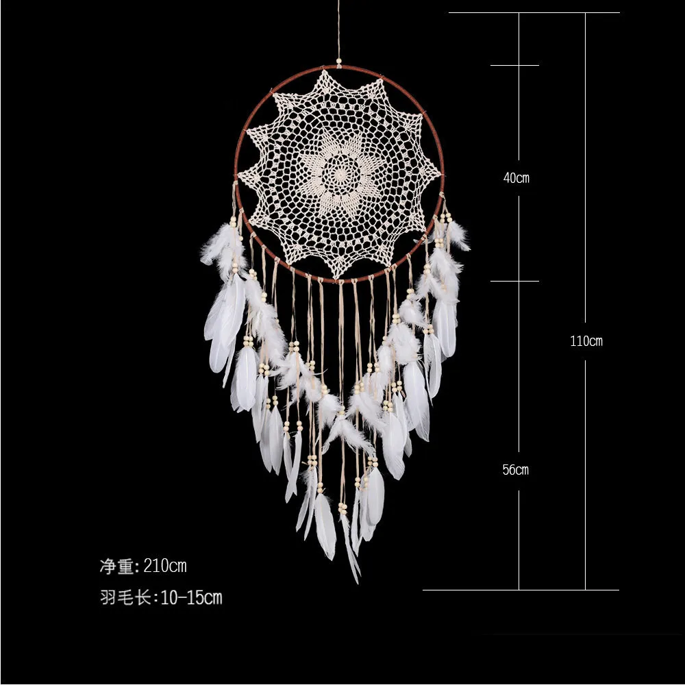 110cm Handmade Lace Dream Catcher Feather Bead Hanging Decoration Ornament Gift Craft Dreamcatcher Wind Chimes Art Pendant