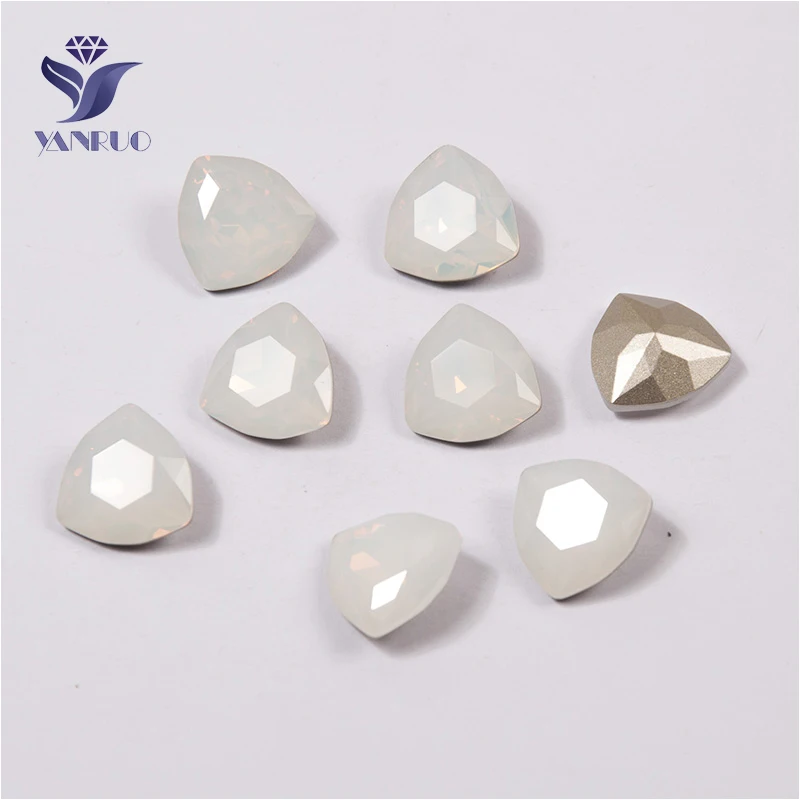 White Opal Yanruo 4706 Trilliant Стеклянные Камни DIY Strass острый задний кристалл для нашивки Стразы все для шитья аксессуары - Цвет: White Opal