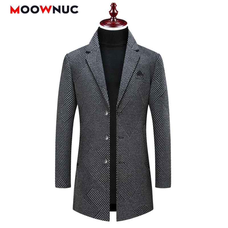 

Men's Wool Jackets 2021 Hight Quality Fashion Overcoat Casual Windbreaker Coat Male Trench Outwear Winter Autumn Thick MOOWNUC