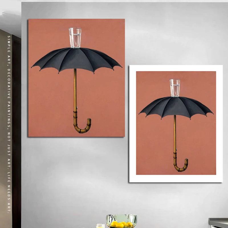 Плакаты и принты Magritte со стеклянной водой зонтиками сюрреалистичность натюрморт