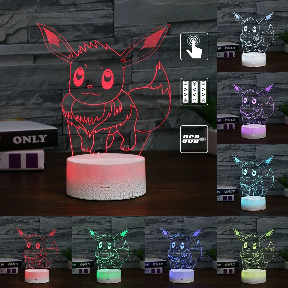 Покемон игра Mew 3D лампа Umbreon светодиодный декоративный ночник многоцветный RGB Декор для спальни Дети Рождественский подарок игрушки