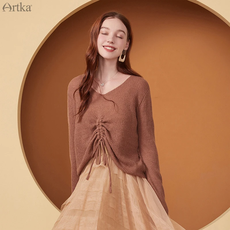 ARTKA 2020 осенний Новый женский свитер 6 цветов Элегантный шерстяной трикотаж с