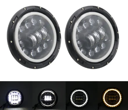 black 2 шт Автомобильный светодиодный 7 дюймов круглый фар Conversion Kit для VW Beetle классический Volkswagen 1950-1979 Lada Niva 4X4 Уаз Hunter фары - Цвет: black