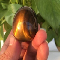 natural yellow tiger eye crystal egg with natural quartz healing vein reiki ball decoration