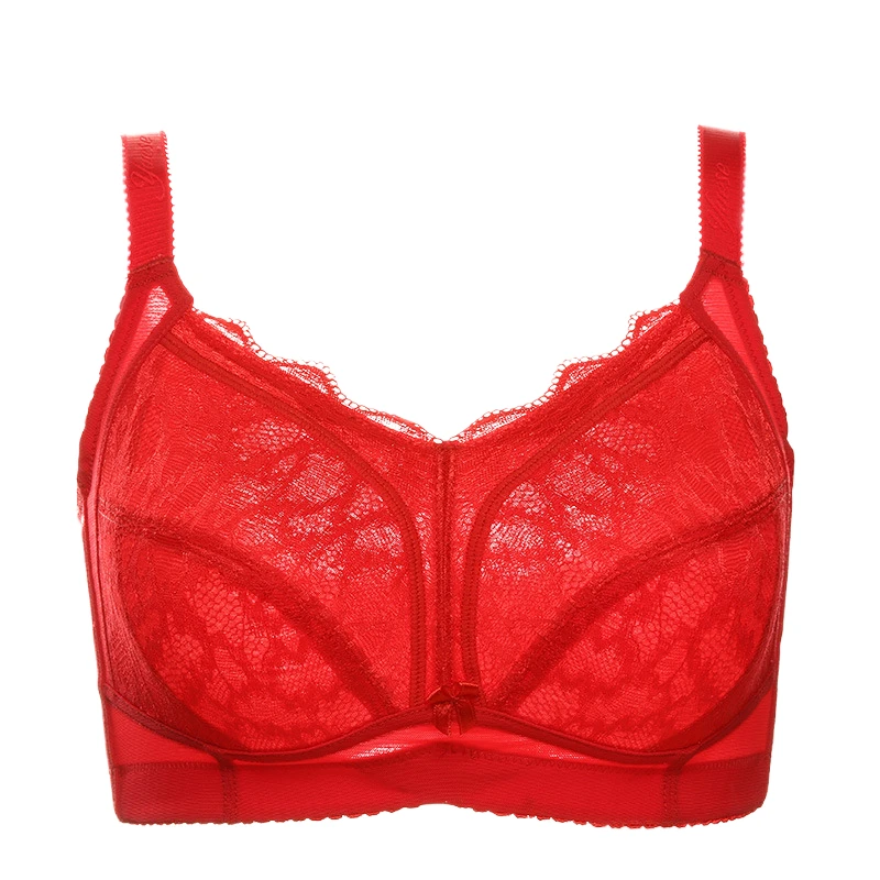 Plus Size Women's Minimizer Bra Lace Full Cup Wirefree Non-Padded Lingerie For Female 75 80 85 90 95 100 105 110 C D E F G H I J