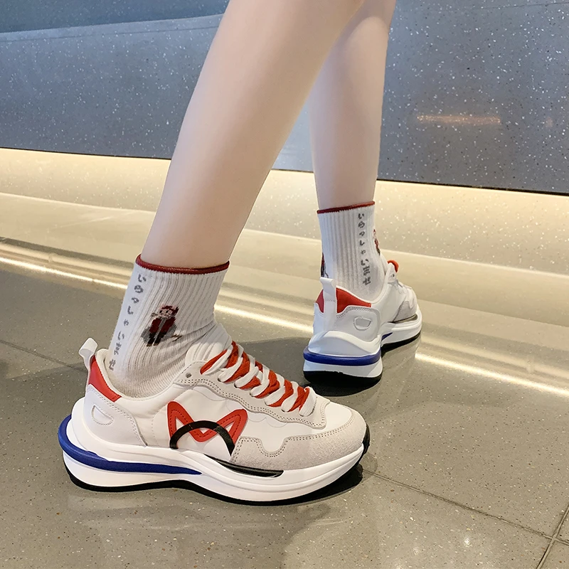 

2021 Platform Sneakers Fashion Women Casual Shoes Breathable Suede Women's Vulcanize Shoes for Jogging Lady Retro Sneaker