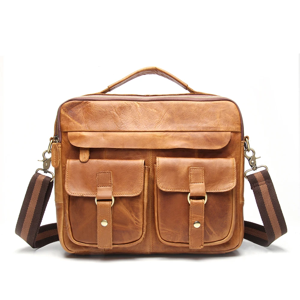 Портфель мужской из натуральной кожи сумка мессенджер в стиле ретро